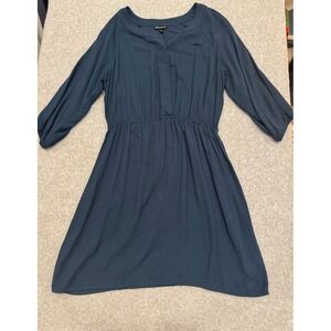 Delusional Navy Blue Rayon Elastic Waist Long Sleeve Mini Dress Womens XL